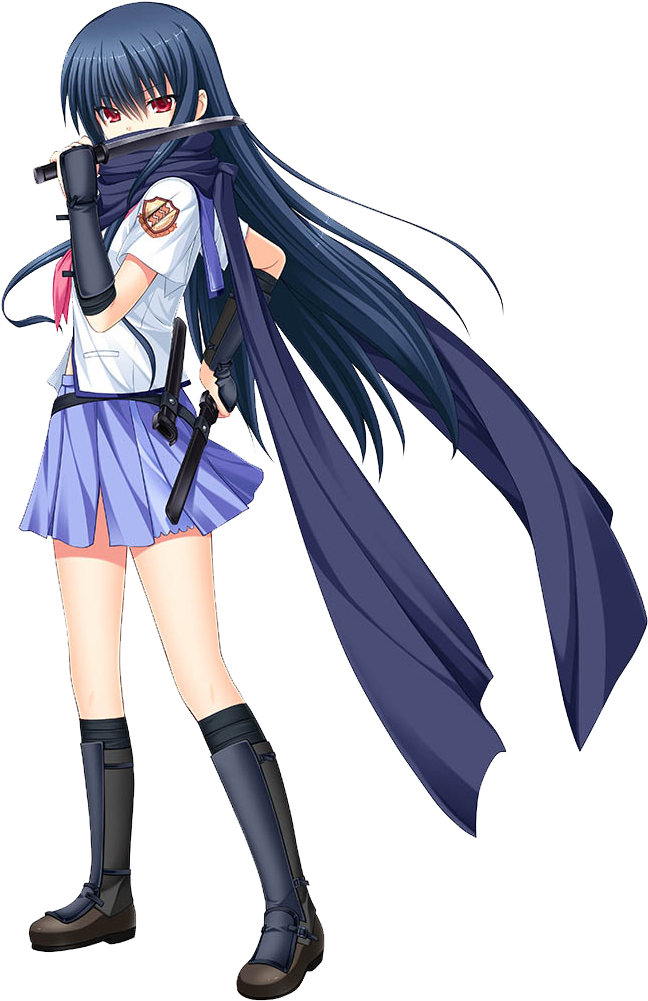 Anime Girl With Gunand Scarf PNG
