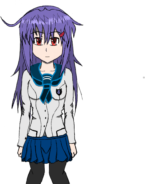Anime Girl With Purple Hairand School Uniform PNG