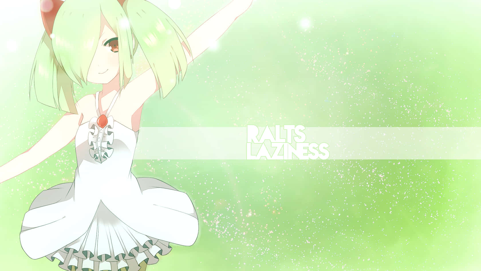 Anime Girl With Ralts Laziness Text Wallpaper