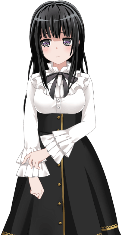 Anime Girl With Straight Bangsand Maid Outfit PNG