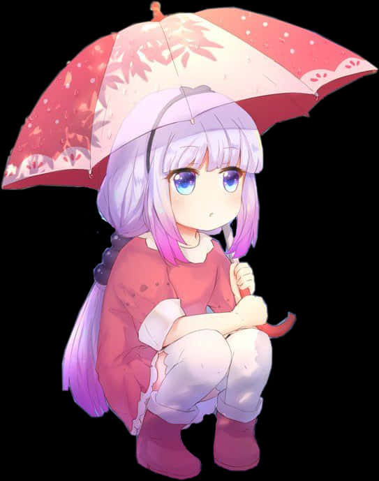 Anime Girl With Umbrella PNG