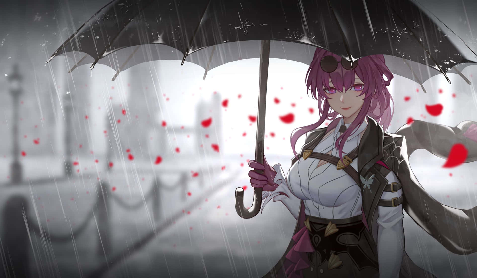 Anime Girl With Umbrellain Rain Wallpaper