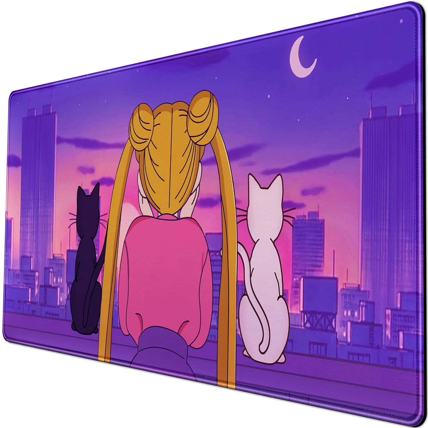 Anime Girland Cats Watching Sunset Wallpaper