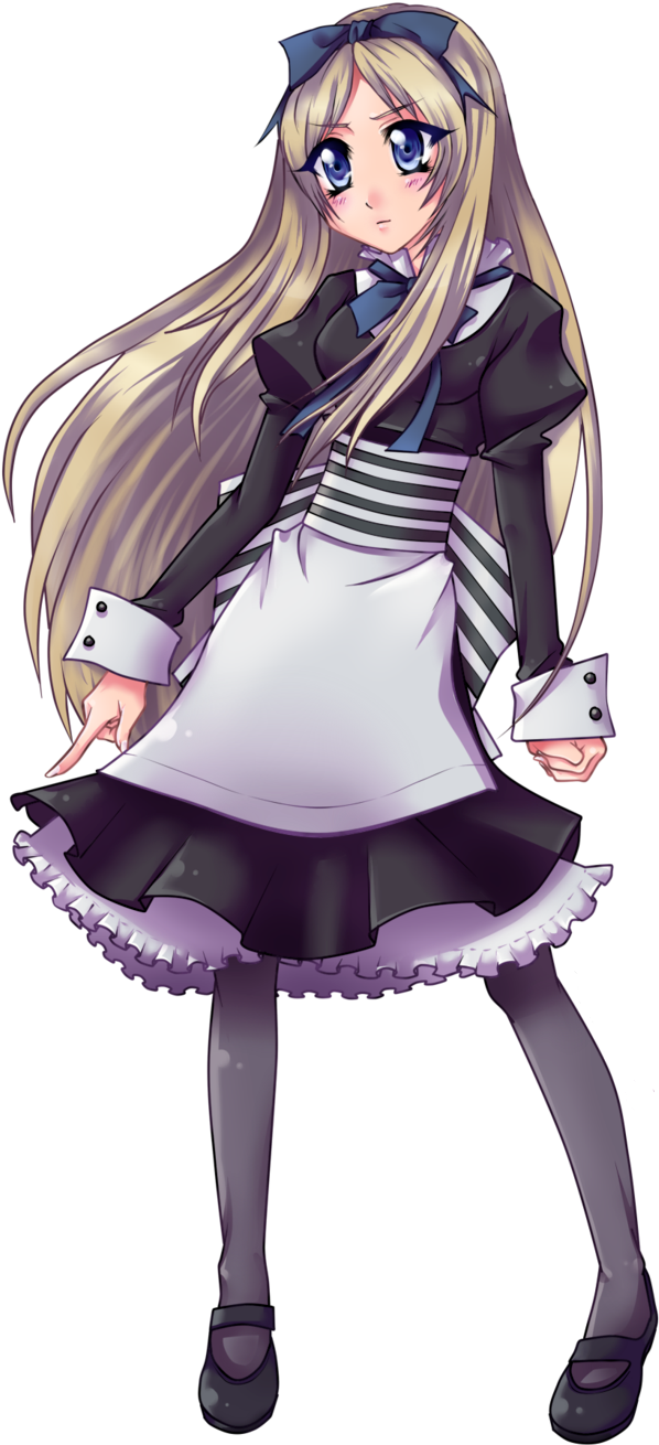 Anime Girlin Blackand White Dress PNG