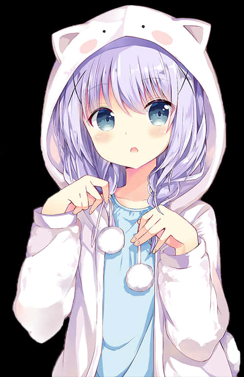 Anime Girlin Cat Hoodie PNG