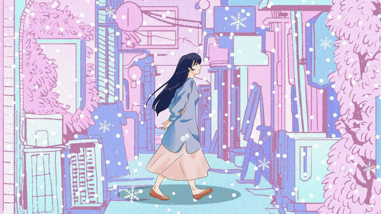 Anime Girlin Futuristic Cityscape Wallpaper