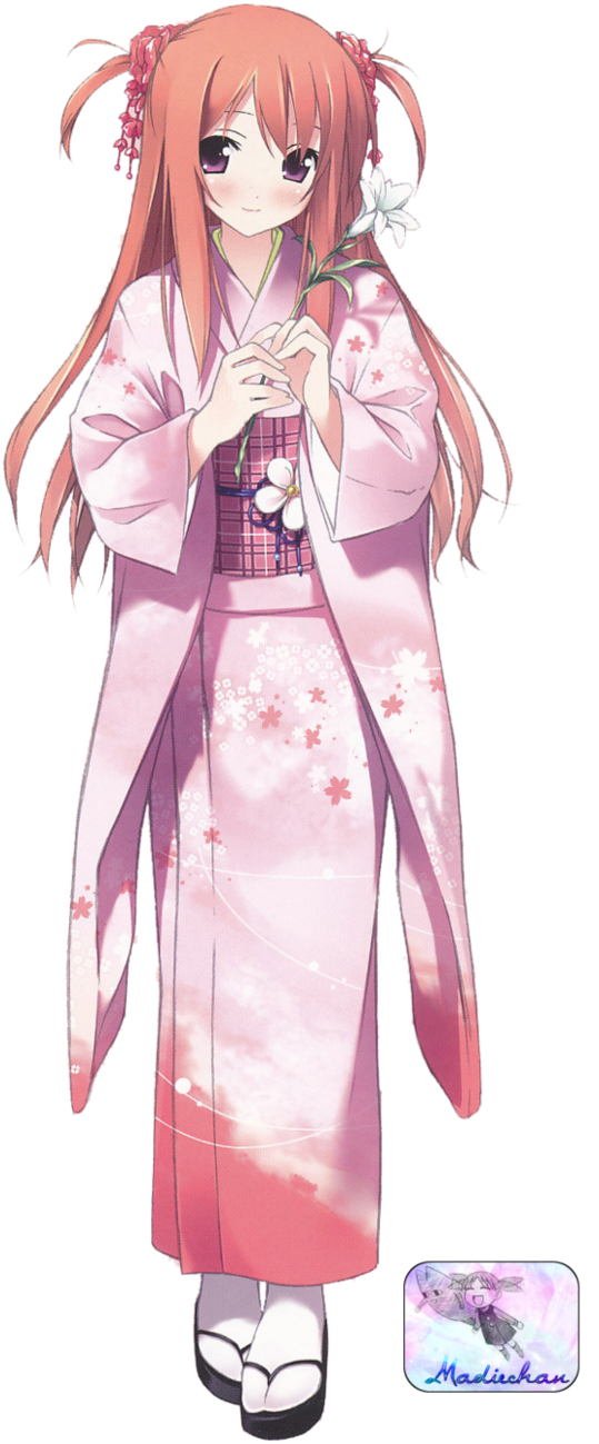 Anime Girlin Pink Kimono PNG