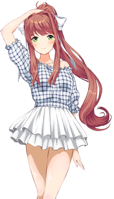 Anime Girlin Plaid Outfit PNG