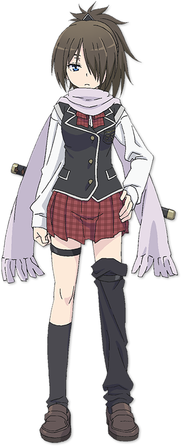 Anime Girlin Plaid Skirtand Cape PNG