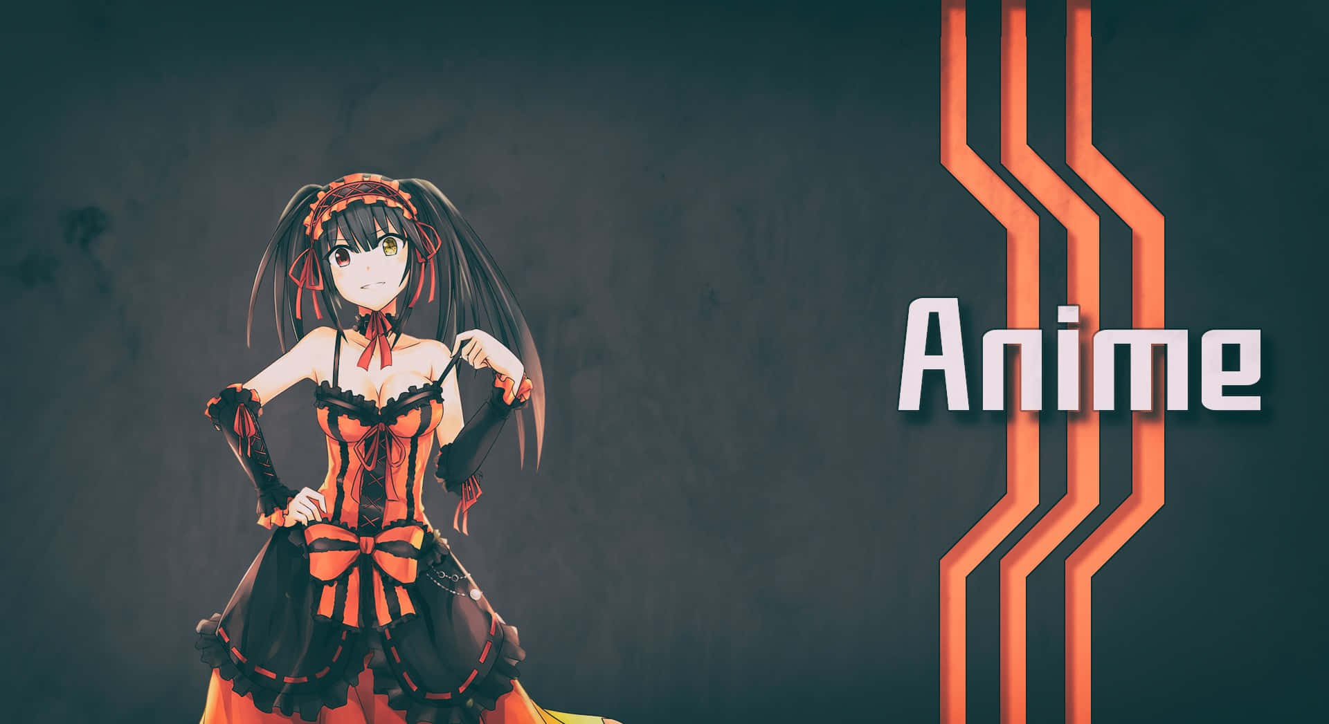 Anime Girlin Red Black Dress Wallpaper