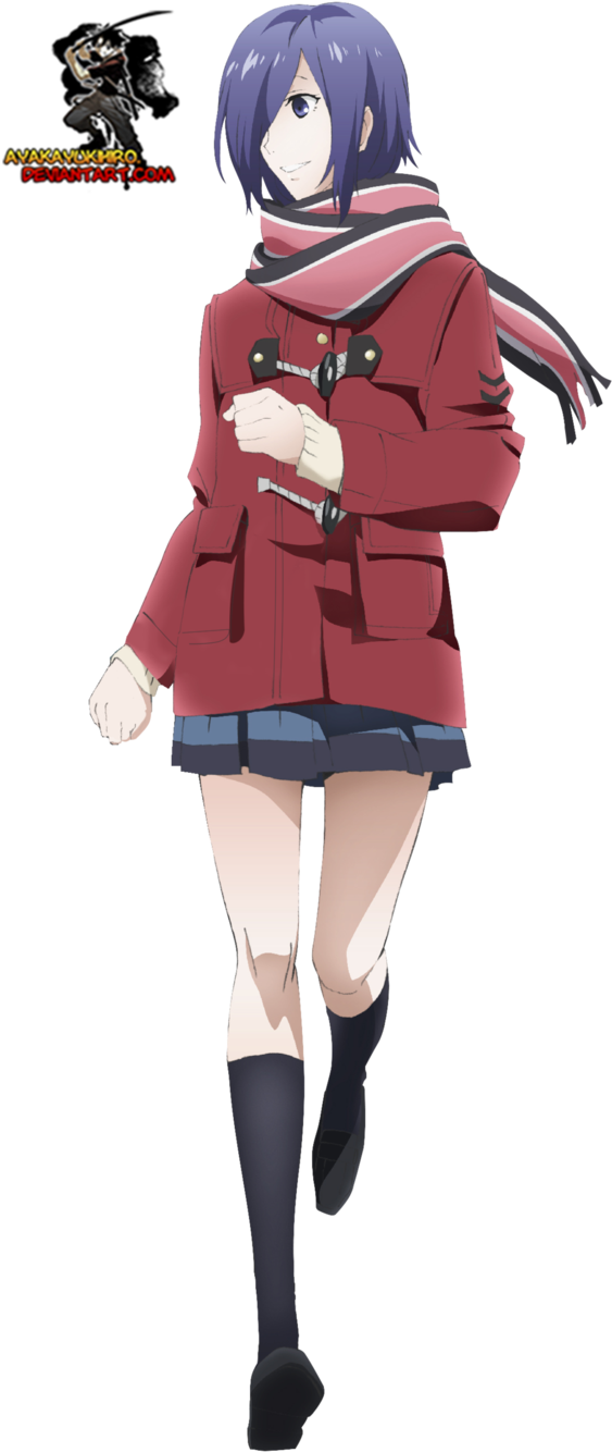 Anime Girlin Red Coatand Skirt PNG