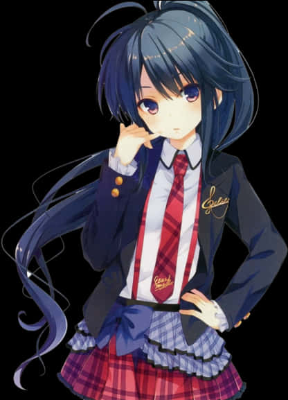 Anime Girlin School Uniform PNG