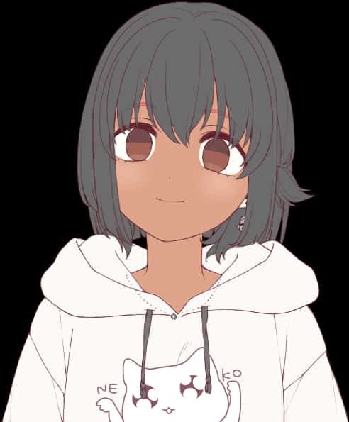 Anime Girlin White Hoodie PNG