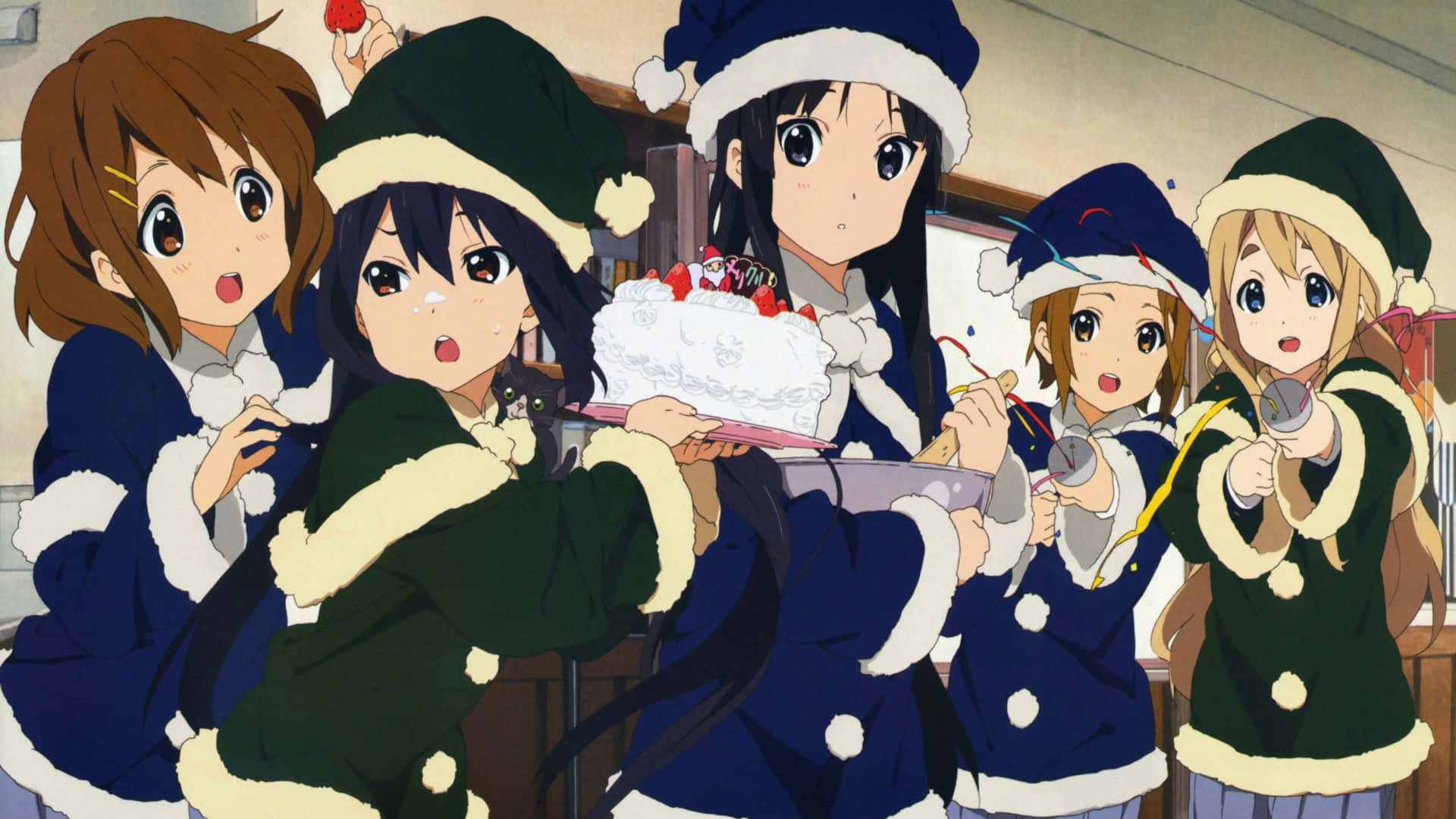 Anime Girls Celebrating Christmas Wallpaper