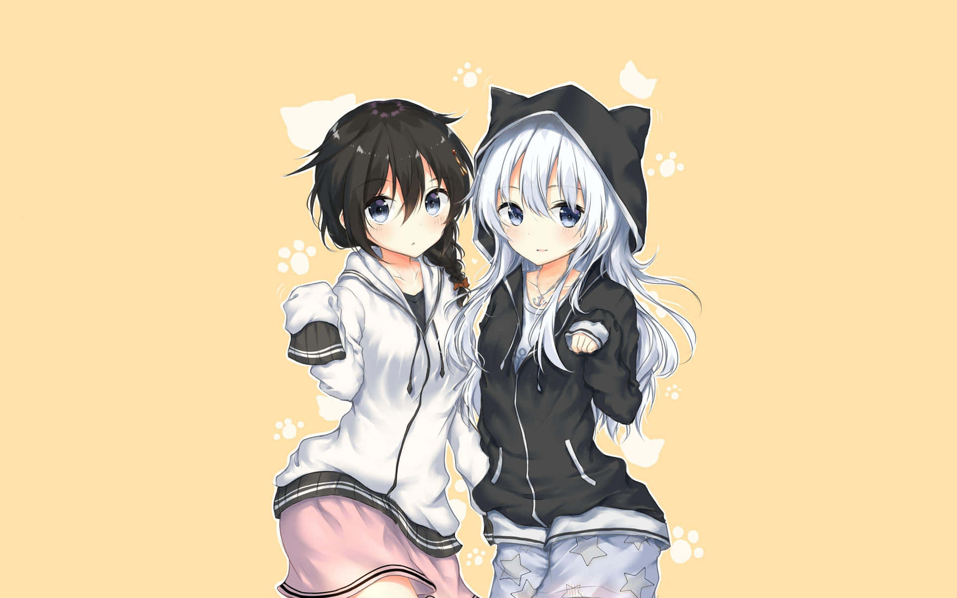 Anime_ Girls_ Friends_ Casual_ Style Wallpaper