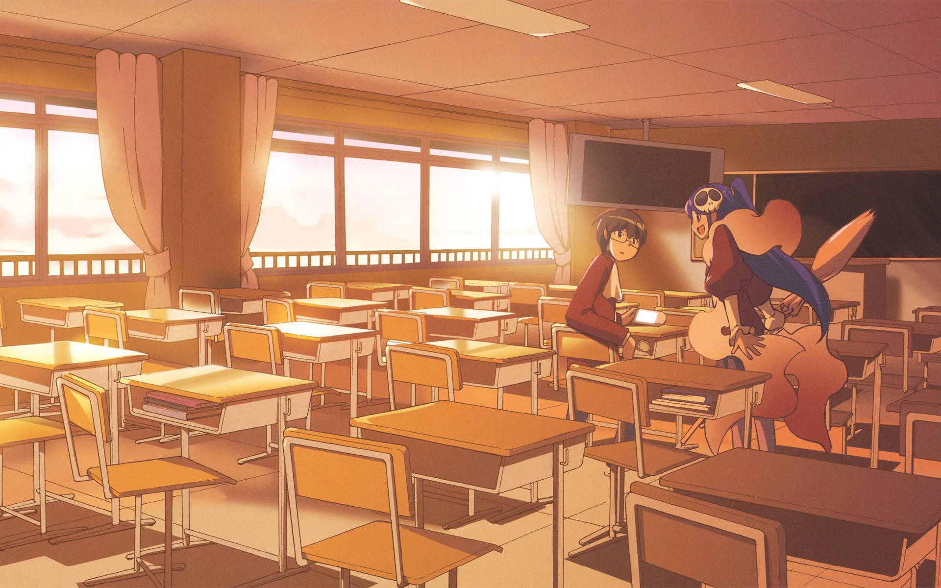 Anime Girls In The Classroom Background