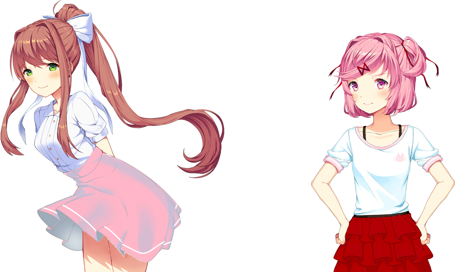 Anime Girls Two Poses PNG