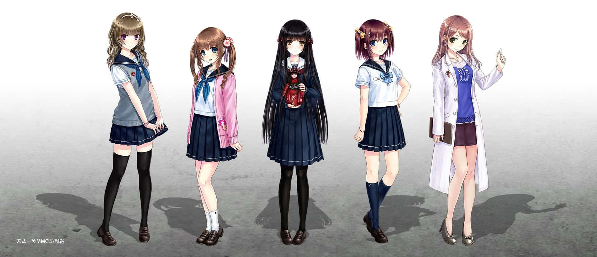 Anime Girls Wearing Various Uniforms Wallpaper