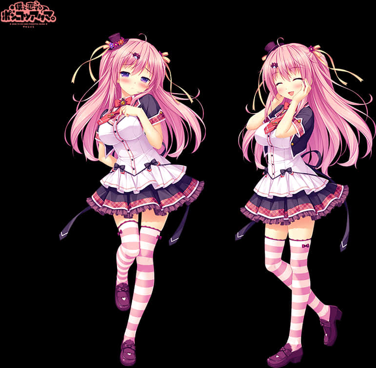 Anime Girls With Pink Hair And Blush PNG