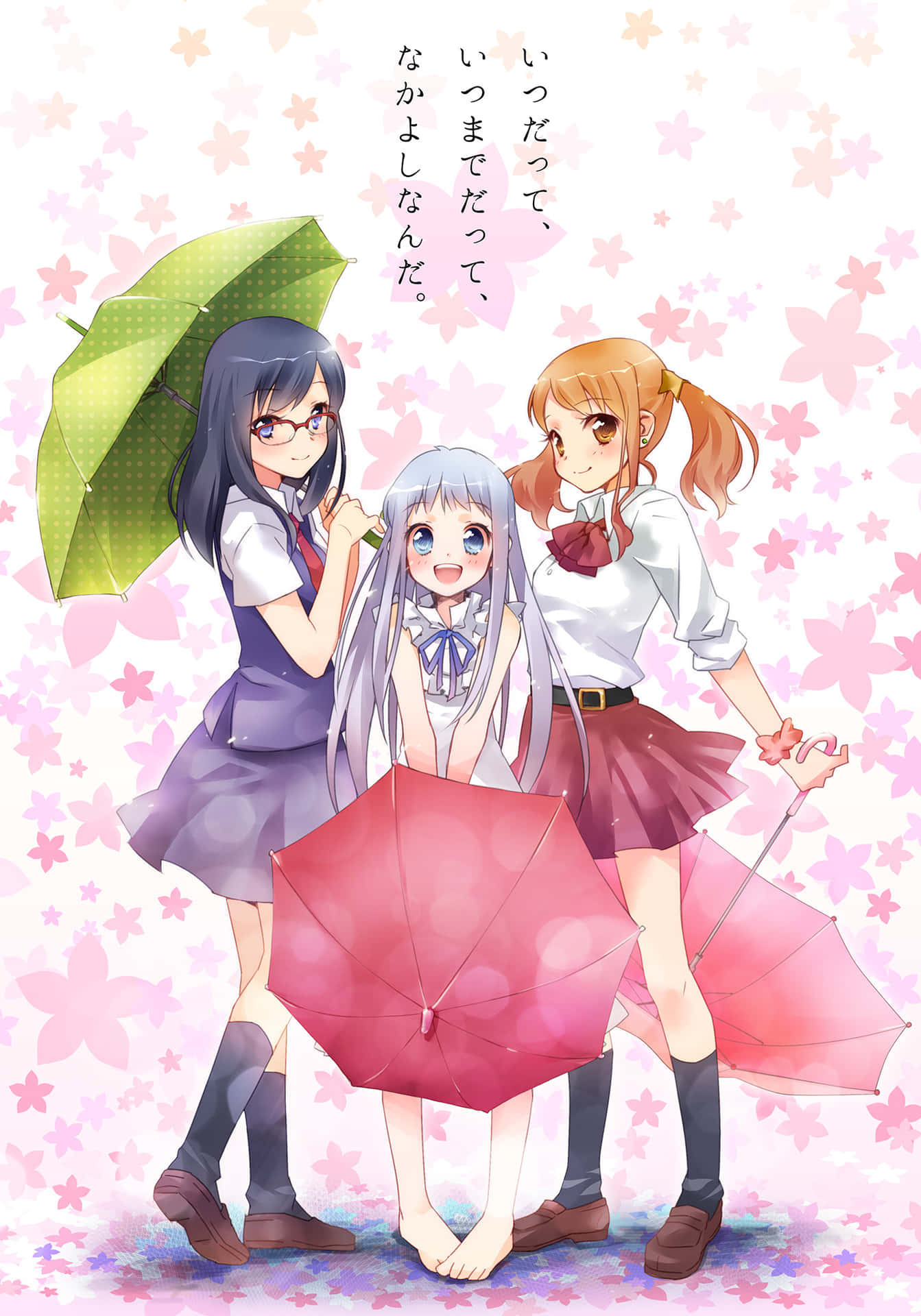 Filles Anime Avec Des Parapluies Fond d'écran