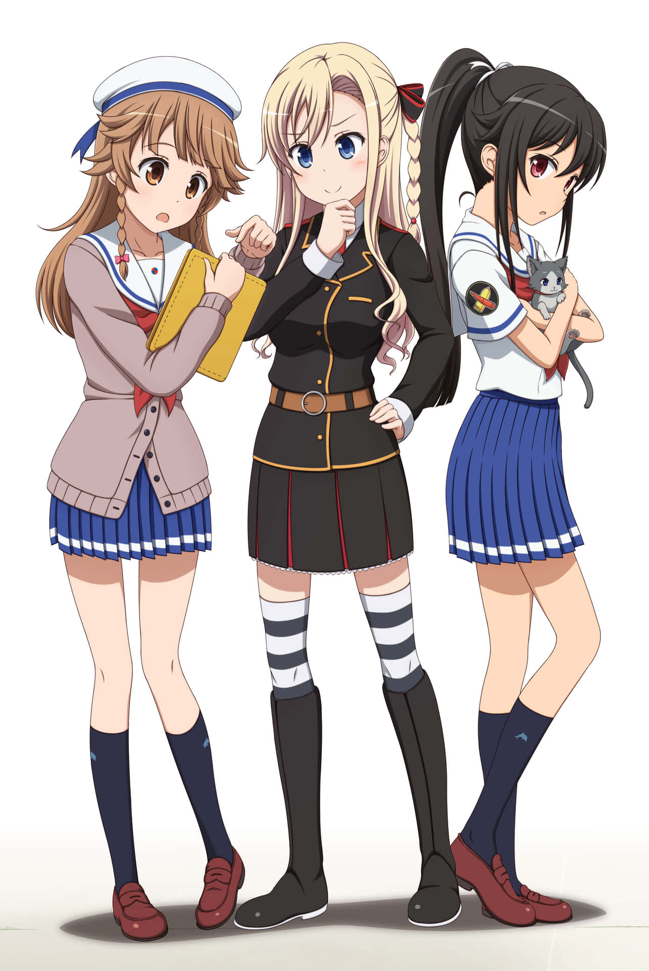 Anime Girlsin School Uniforms Wallpaper