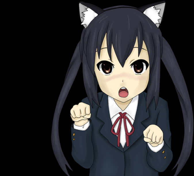 Anime Girlwith Cat Ears PNG