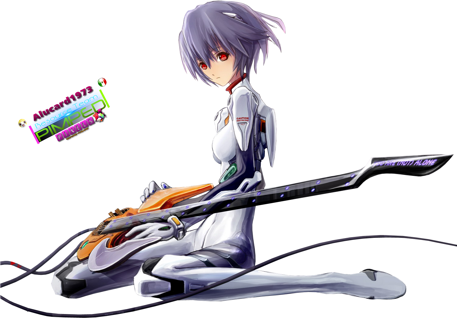 Anime Girlwith Futuristic Instrument PNG