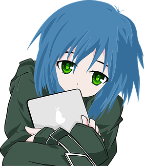 Anime Girlwith Laptop PNG