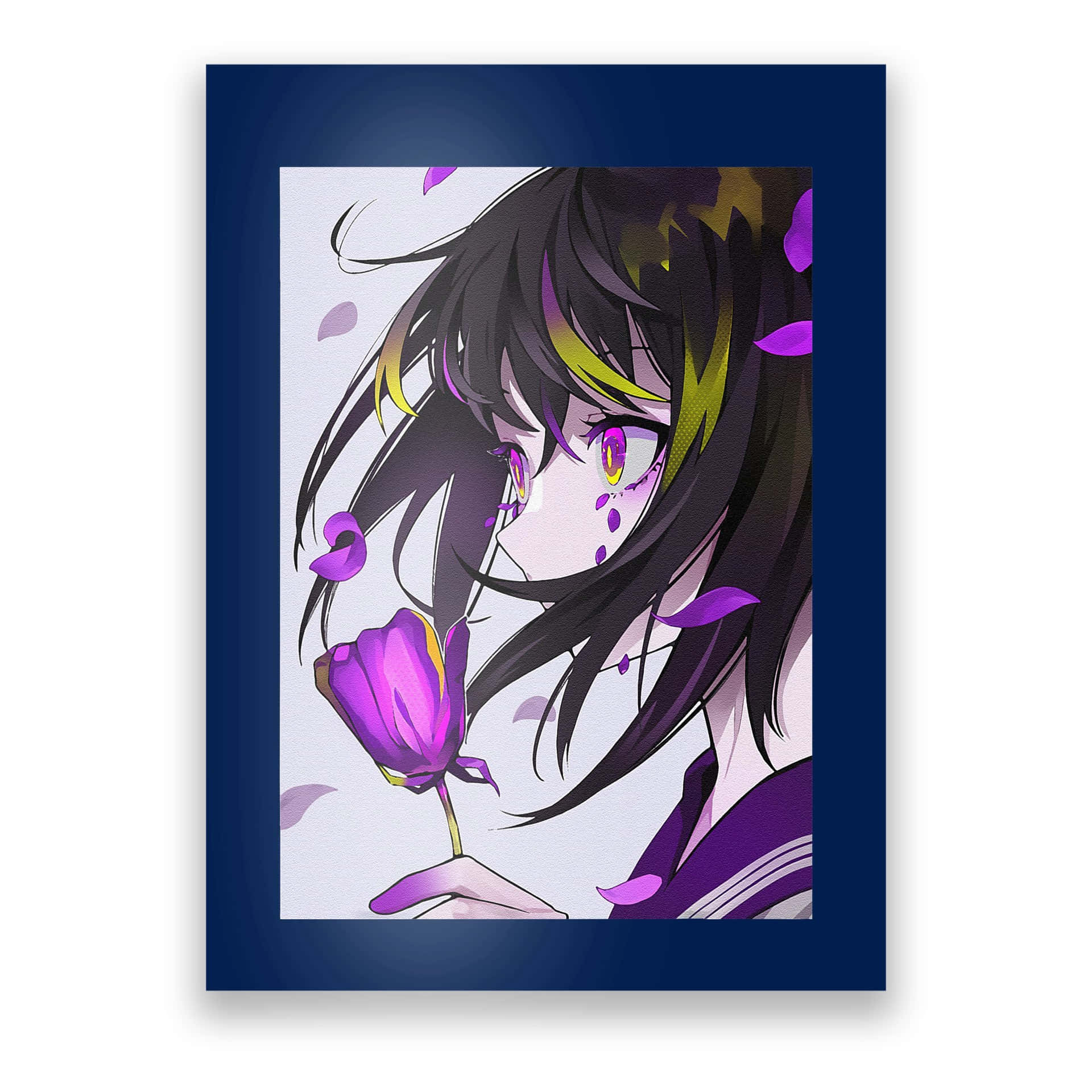 Anime Girlwith Purple Flower Art Wallpaper