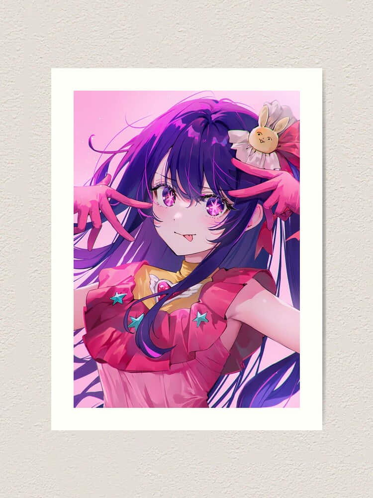 Anime Girlwith Purple Hairand Stars Wallpaper