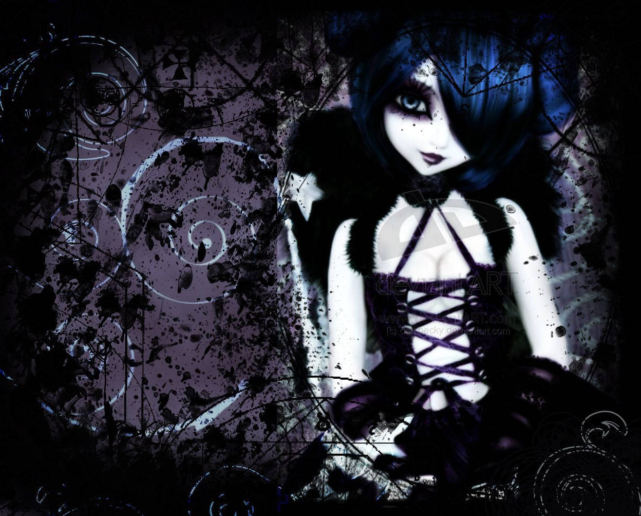 Gothic Anime Woman with Black Cat Live Wallpaper - free download