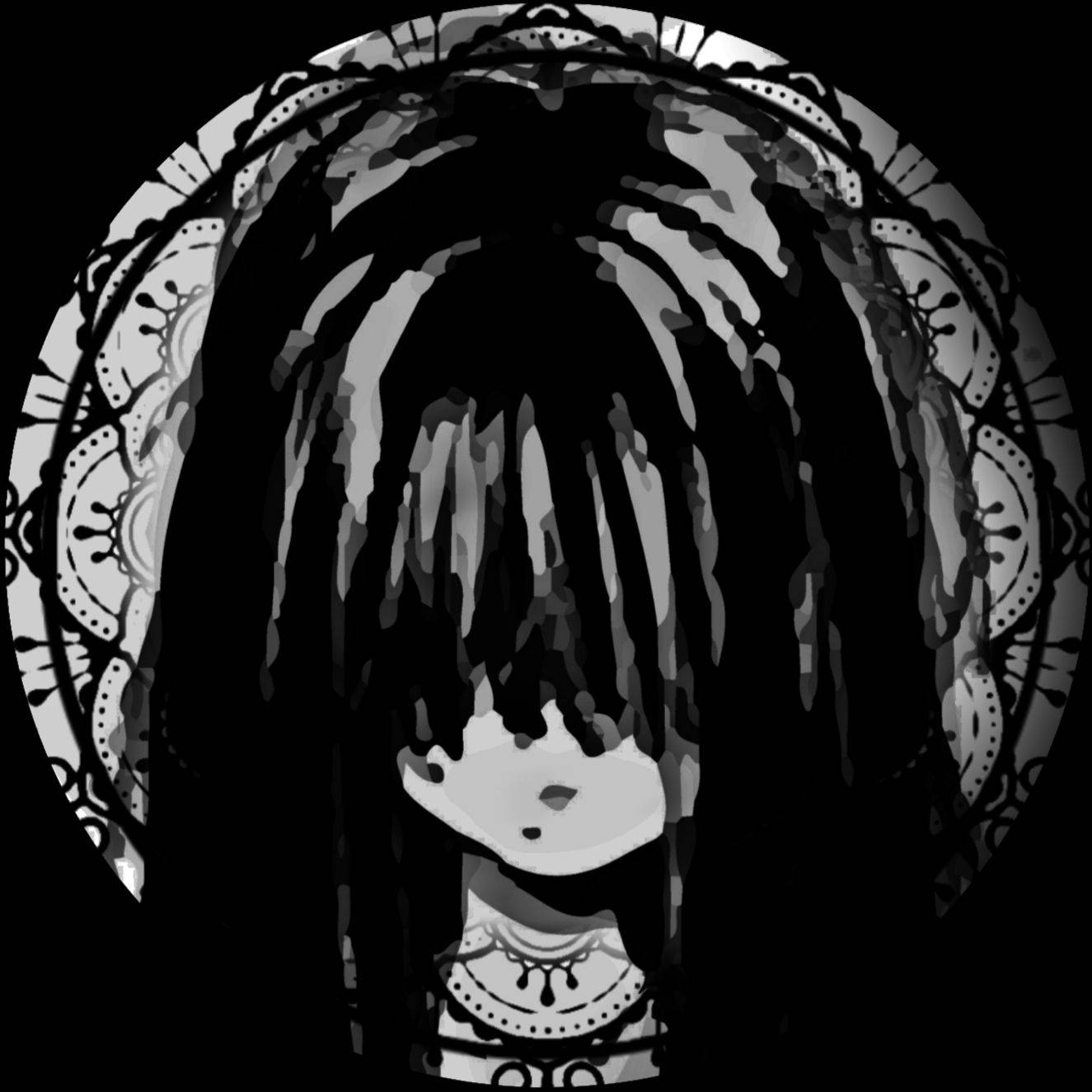 Anime Goth Girl Black And White PFP Wallpaper