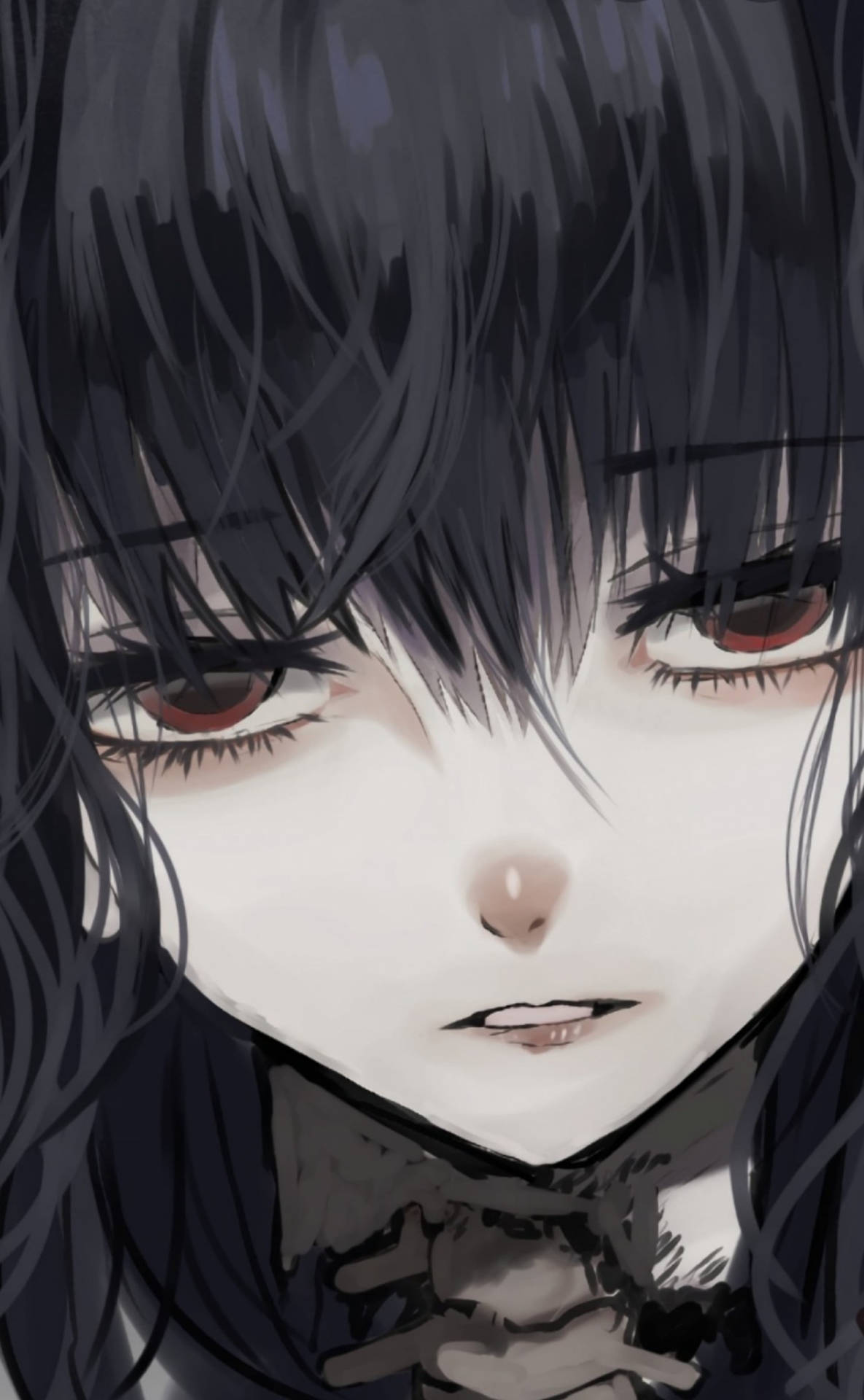 Anime Goth Girl In Close-up PFP Wallpaper