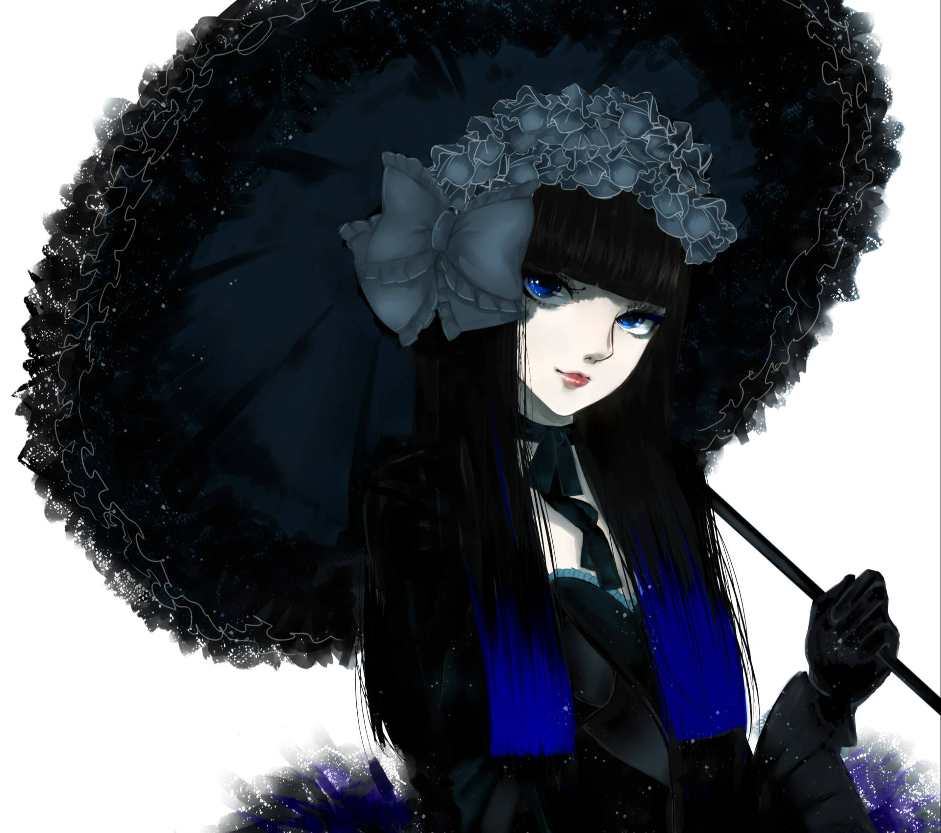 Anime Goth Girl With Umbrella Wallpaper