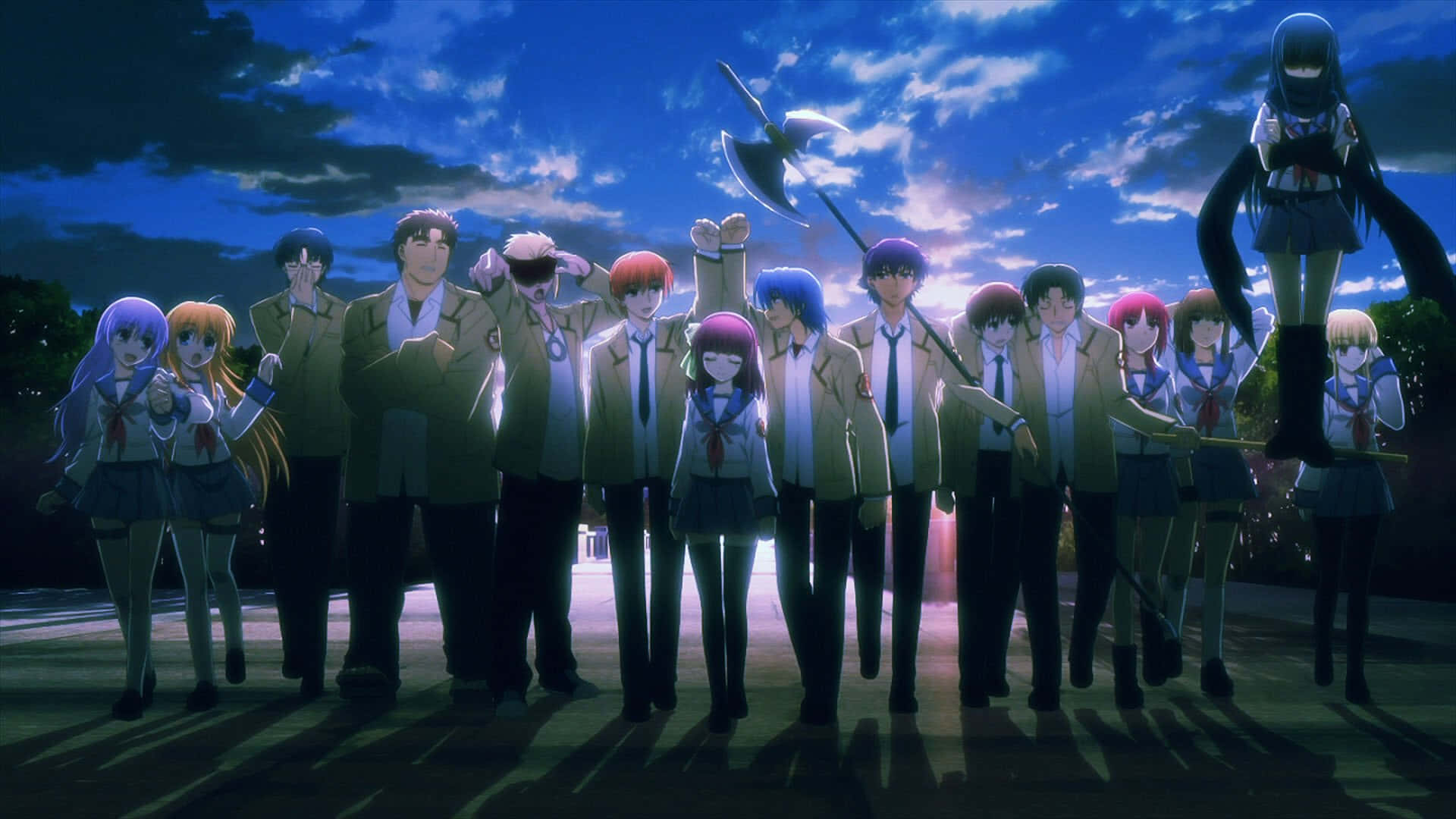 Einelustige Gruppe Von Anime-freunden Wallpaper