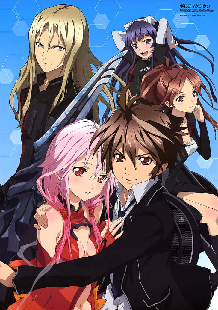 Anime Group Portrait Blue Background Wallpaper