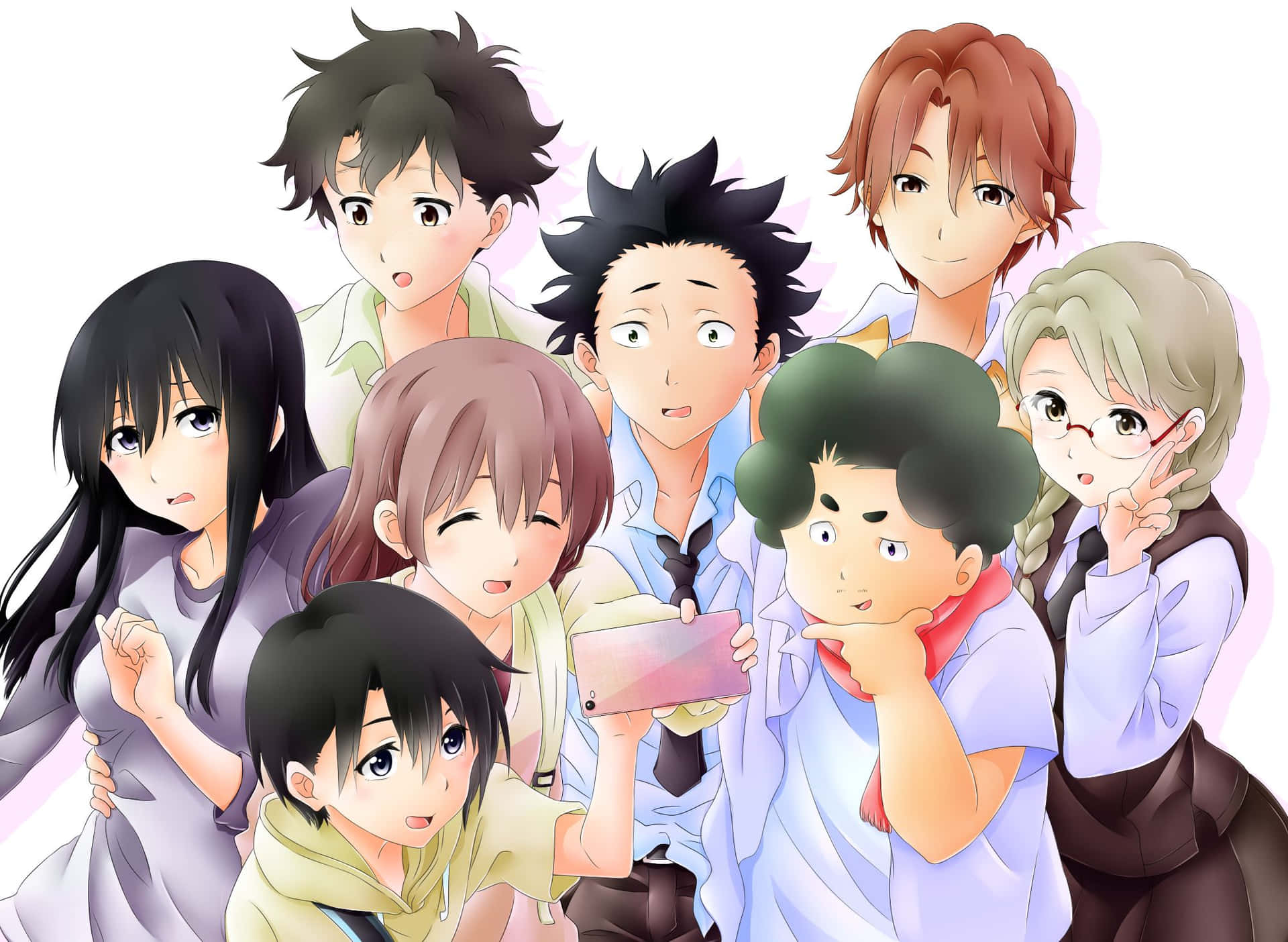 Potret Grup Anime Satoshi Mashiba Dan Teman-teman Wallpaper