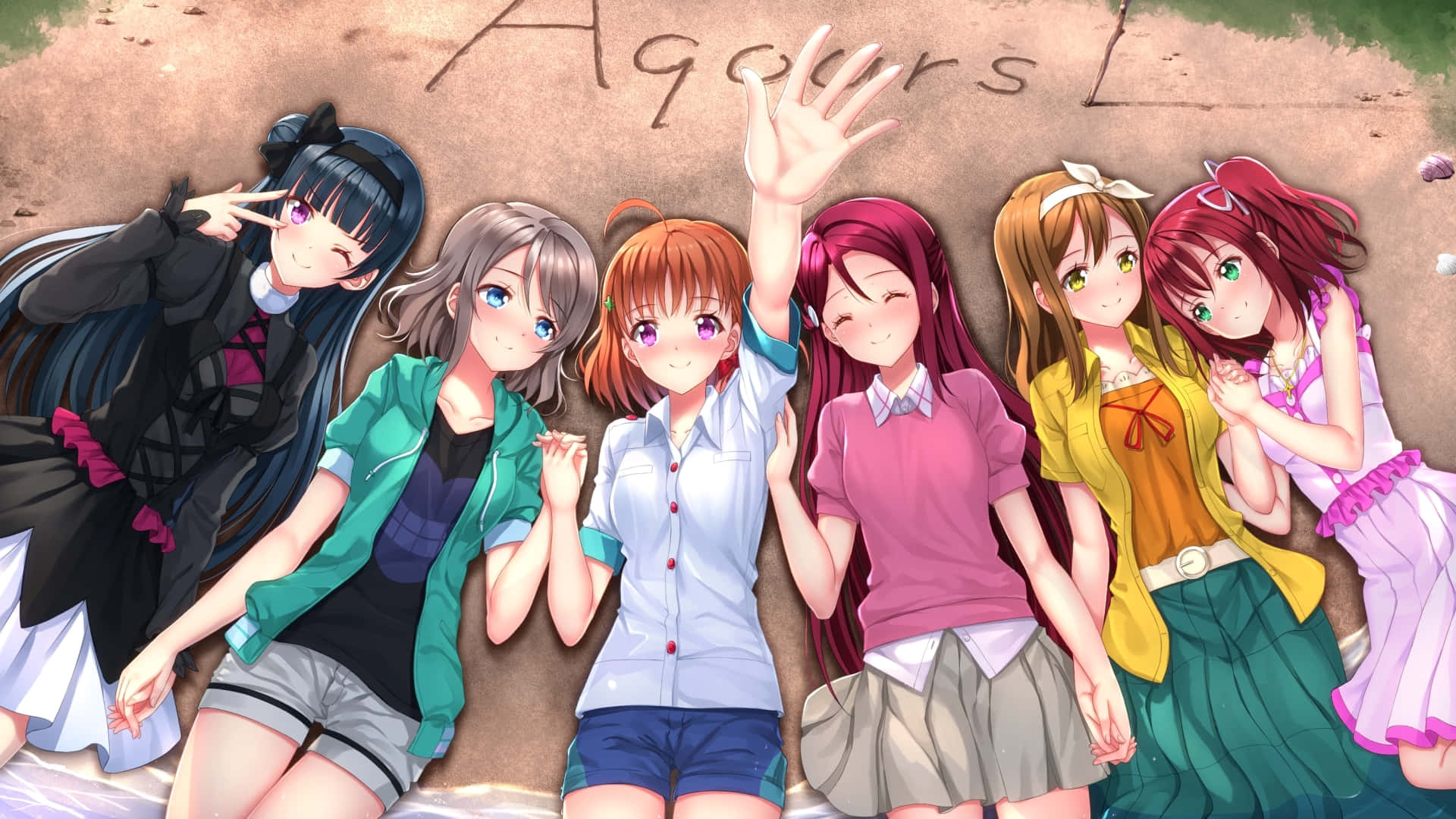 Enkärleksfull Animegrupp Av Vänner. Wallpaper