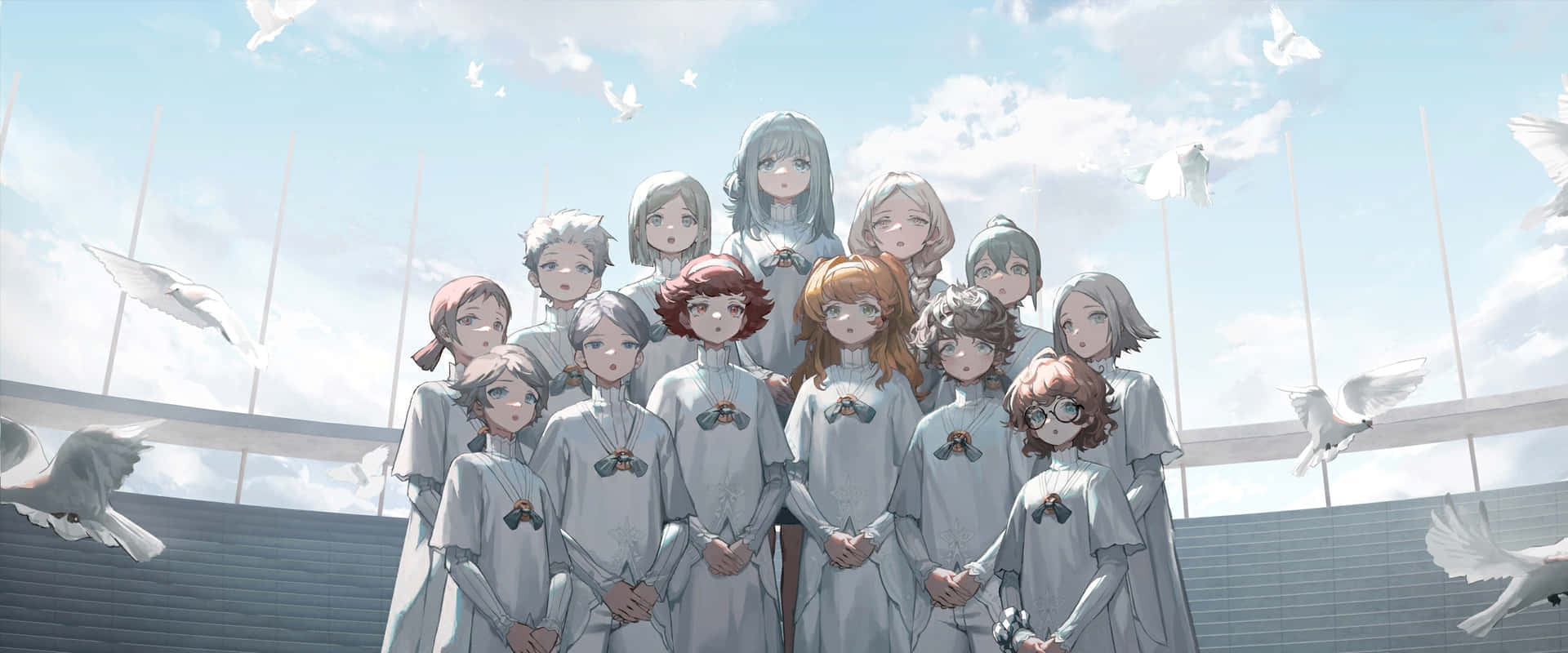 Anime Group Sky Pigeons Wallpaper