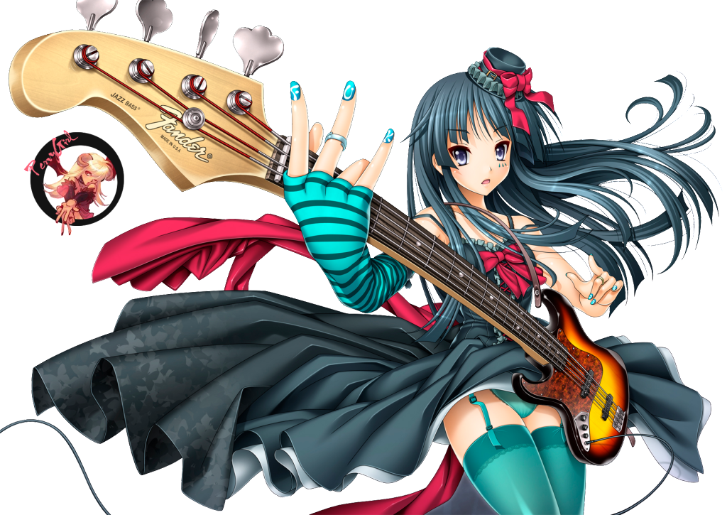 Anime Guitarist Girl Fender Bass PNG