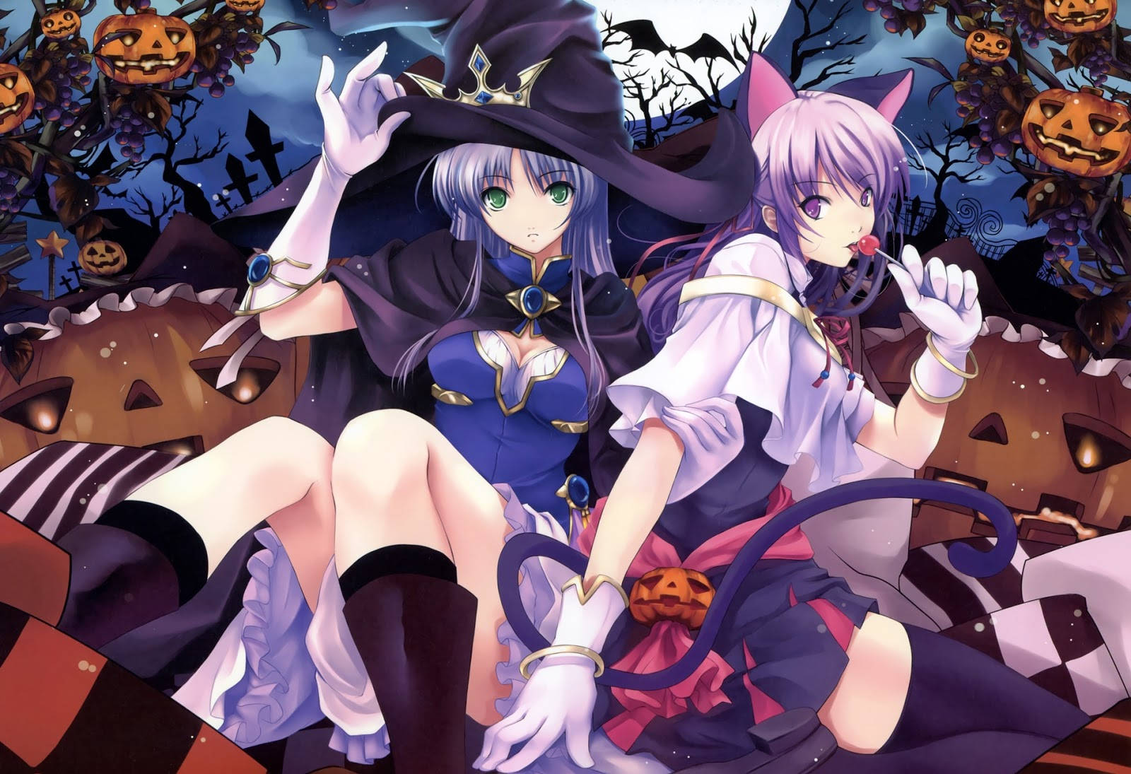 Celebrate Halloween in style with anime characters! Wallpaper
