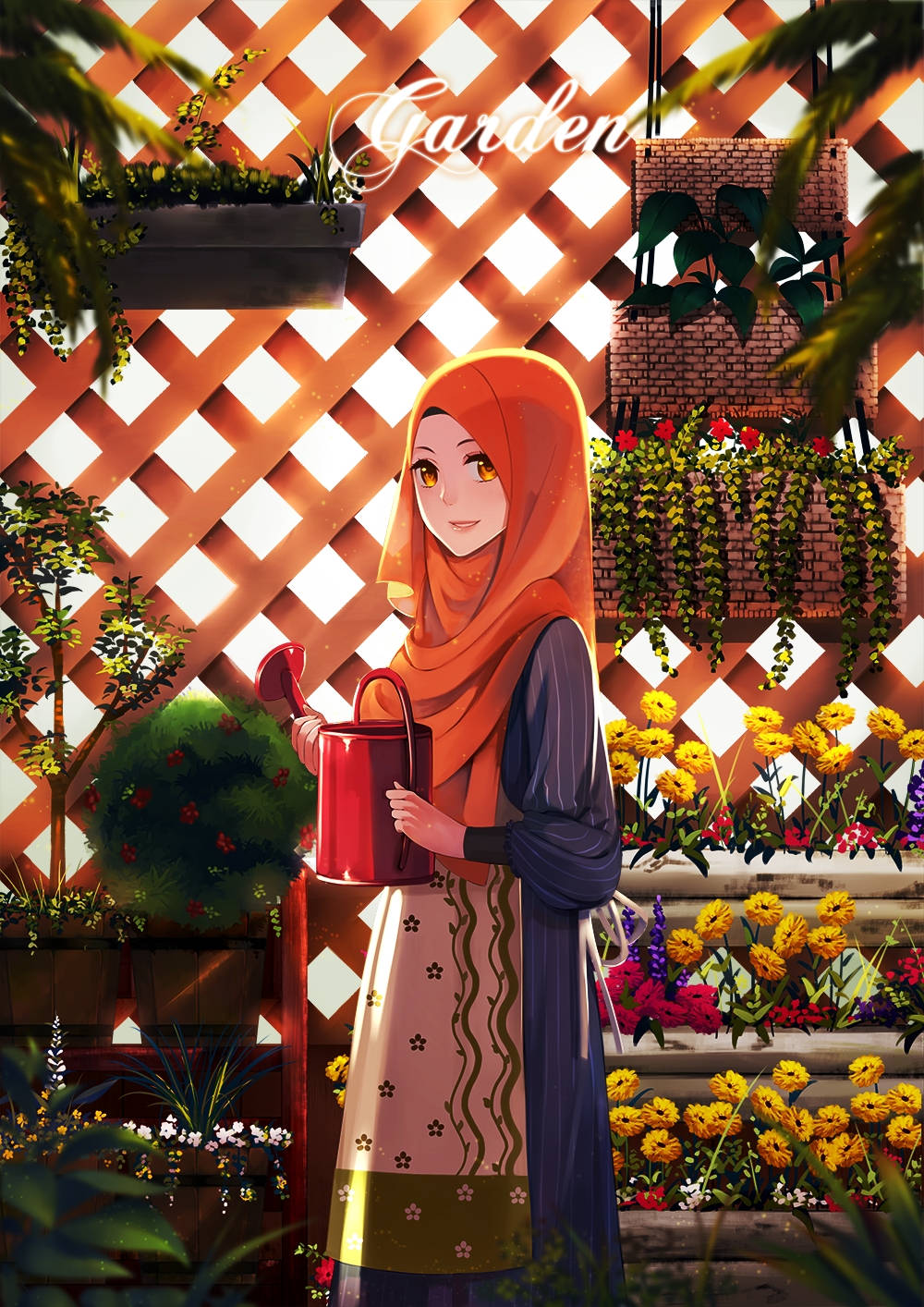 Anime Hijab In A Greenhouse