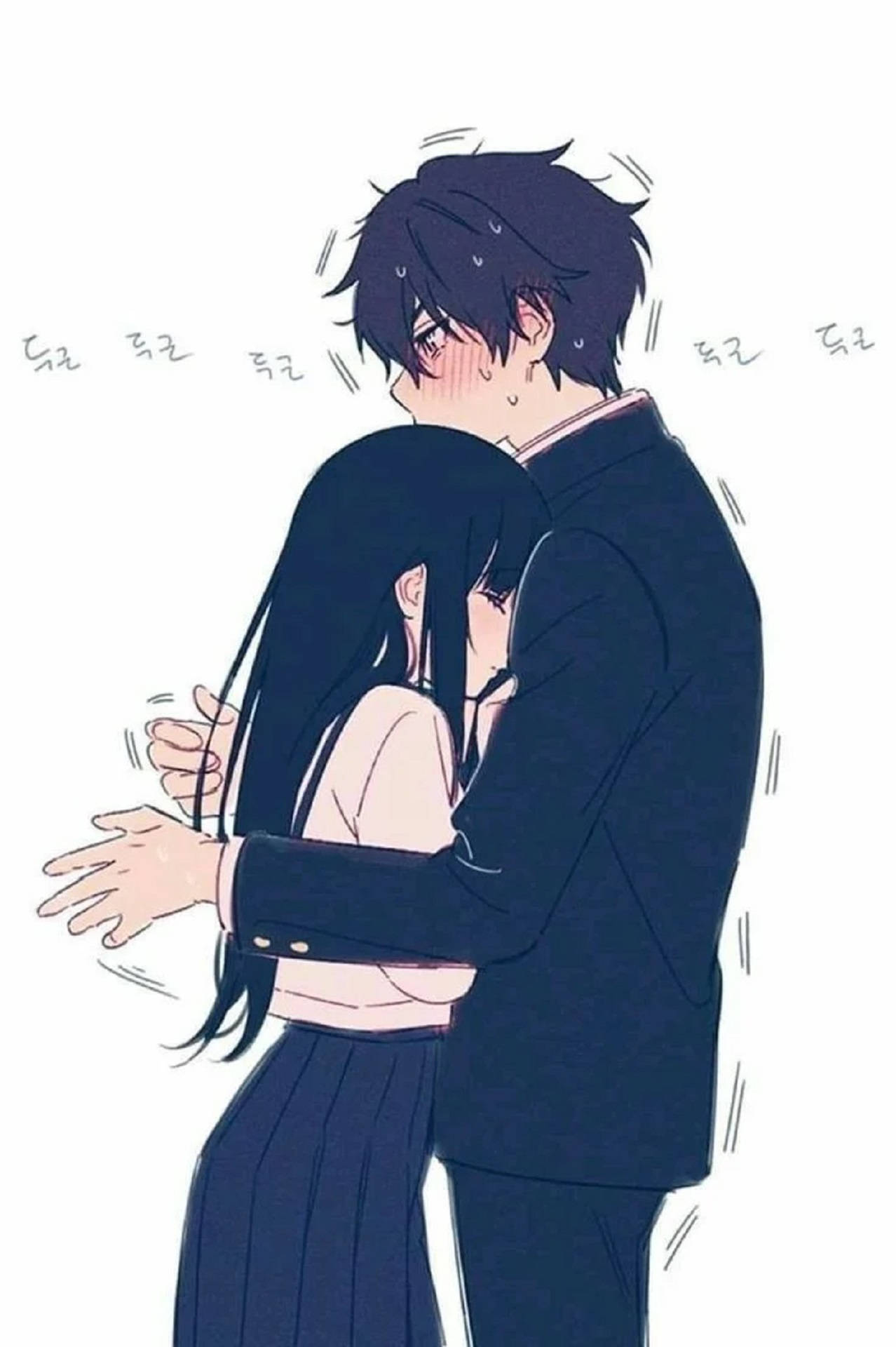 Anime Hug In White Wallpaper
