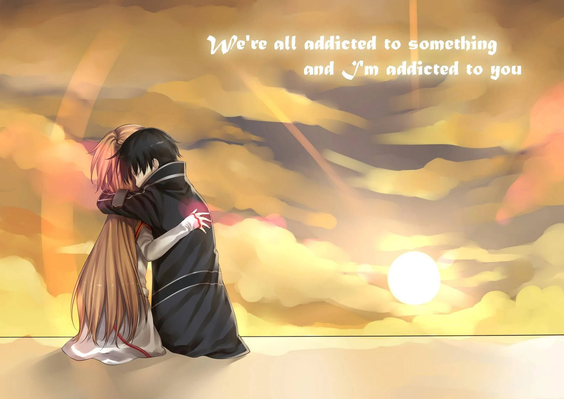 Anime Hug Quotation Wallpaper