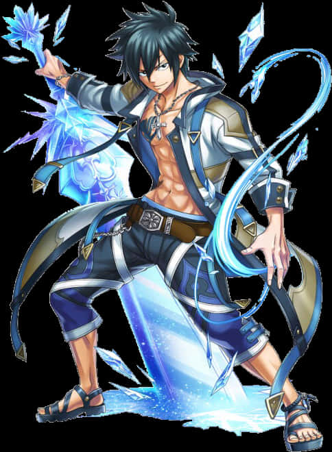 Anime Ice Mage Character PNG