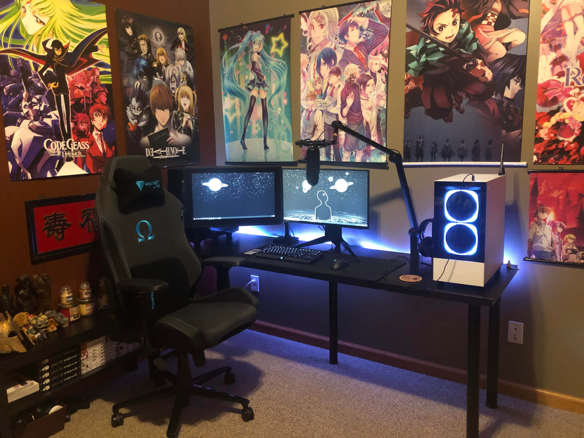 Anime Inspired Gaming Setup Wallpaper