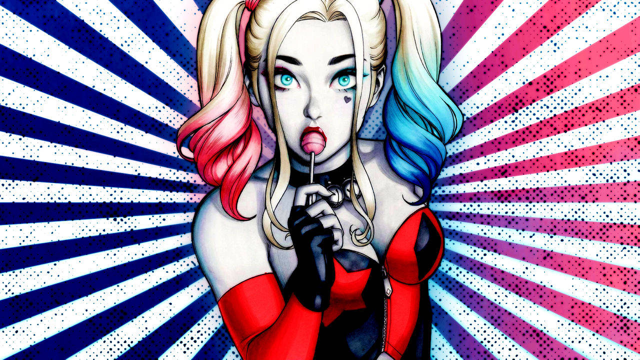 Download Anime-inspired Harley Quinn Phone Wallpaper 