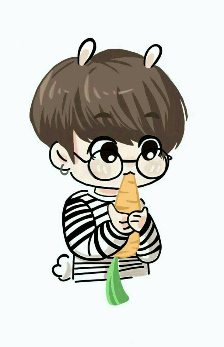 Anime Jungkook Munching On A Carrot Background