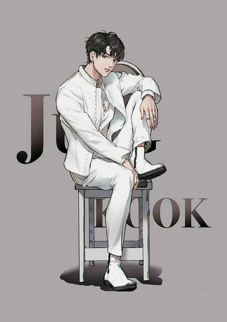 Download Anime Jungkook White Aesthetic Phone Wallpaper 