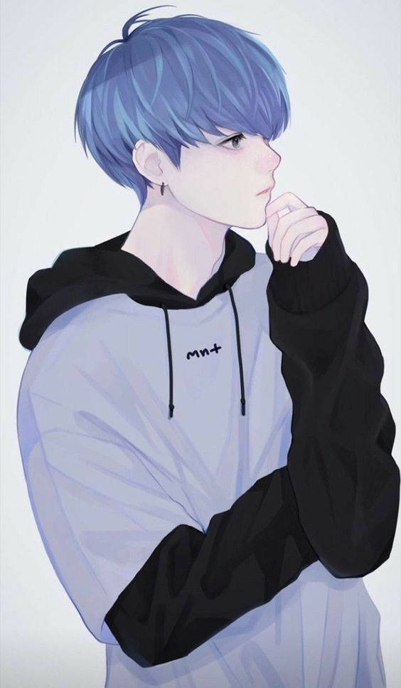 Anime Jungkook With Blue Hair Background